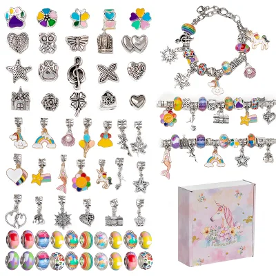 Perline, set regalo artigianale con unicorni/sirene, set di gioielli, kit per realizzare braccialetti per ragazze adolescenti di 8 anni