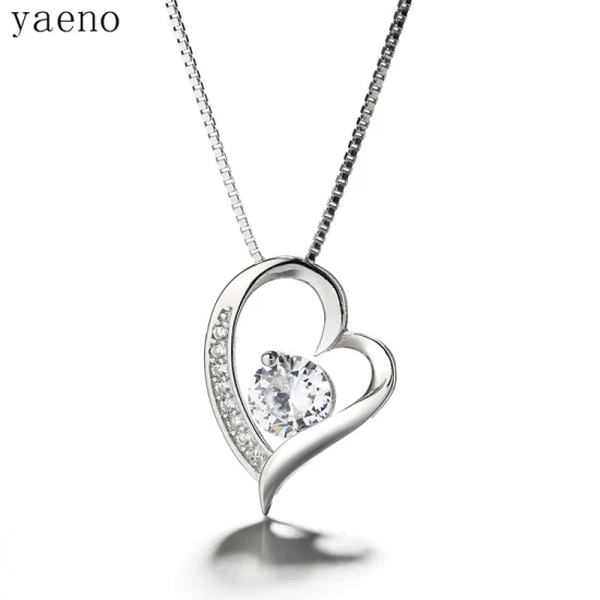 Yaeno Jewelry Factory Collana con pendente a cuore aperto in vero argento 925